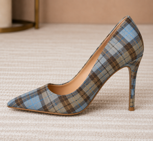 Tacones de aguja de tartán personalizados para mujer |   Zapatos de Tacón Alto con Punta en Pico y Diseño Escocés |   Fabricante de Zapatos de Vestir de Moda OEM ODM - Product Image 2