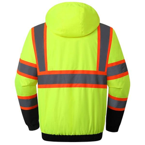 High Visibility Safety Jacket Class 2 Orange <b>Yellow</b> Reflective Waterproof Workwear Multiple Pockets Adjustable Hood High Quality - Product Image 6