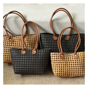 Nuevo Diseño Ecológico, Bolso de Playa Tejido a Mano de Lujo, Bolso de Plástico Tejido para Mujer - Caryln - Product Image 4