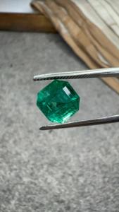 Jai Narayan <b>Gems</b> 2.31 Ct Natural Zambian Emerald Octagon Cut Loose Green Gemstone Color Play/<b>Fire</b> 7.60x7.60mm Ring Pendant Fine - Product Image 3
