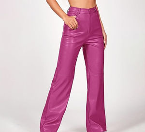 Pantalones de Cuero para Mujer, Estilo Moderno, Alta Calidad, Corte Ajustado, Pierna Recta, Precio al por Mayor - Product Image 2