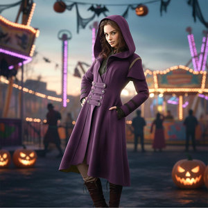 Chaqueta de pirata estilo victoriano gótico vintage para mujer, abrigo largo steampunk, talla extra grande, color morado - Product Image 2