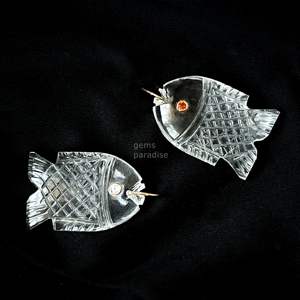 Colgante de Pez de Cuarzo Cristalino AAA, Collar de Plata 925 Hecho a Mano con Gema, Amuleto de Cristal Curativo Tallado a Mano, Joyería de Lujo y Moda - Product Image 1