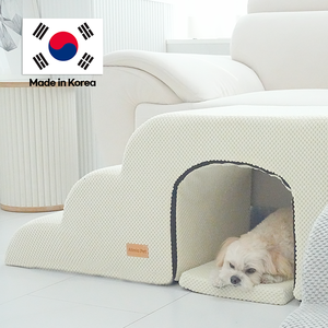 [AllmioPet] Easy Climb Pet Stairs 3 <b>Step</b> Ivory Indoor 3 in 1 Cave Style <b>Dog</b> Cat Small Pet <b>Steps</b> Non Slip Washable - Product Image 1