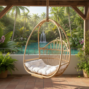 Fauteuil suspendu d'extérieur en rotin, chaise balançoire œuf pour jardin, balcon, terrasse, mobilier en osier tressé à la main, siège de relaxation durable - Product Image 5