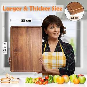 Tabla de cortar multiusos de bambú con mango |   Tabla de Cortar Resistente para Cortar Carne, Verduras y Frutas - Product Image 5