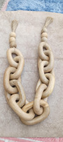 Guirlande décorative en bois, chaîne et perles, sculptée à la main, décoration moderne de style ferme pour table et décoration de la maison
