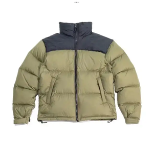 Blouson d'hiver matelassé pour homme, col montant, blocs de couleur, fermeture éclair, qualité standard, manteau épais en duvet, coupe décontractée, vêtement d'extérieur chaud - Product Image 1