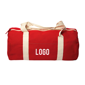 Bolsa de Lona Roja con Logotipo Personalizado, Bolsa Deportiva de Viaje Resistente con Cierre y Bolsillo Frontal - Product Image 1