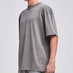 เสื้อยืดสีงาช้างวินเทจสุดหรู ล้างสีแล้ว พิมพ์โลโก้ได้ตามต้องการ แขนสั้น ไซส์ใหญ่ เสื้อยืดฤดูร้อนสำหรับผู้ชาย - Product Image 3