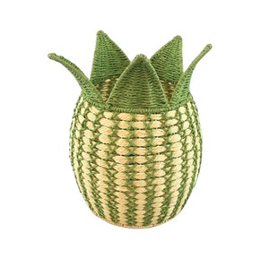 Panier de rangement en rotin ananas tressé à la main, boîte organisatrice créative en forme de fruits pour la décoration tropicale de la maison - Product Image 4