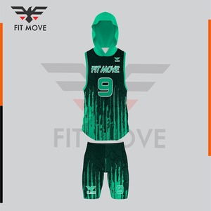 Ensemble de 7 pièces : Maillot de football sans manches à capuche et short, personnalisable pour équipe, 100 % polyester, pour entraînement et matchs - Product Image 3