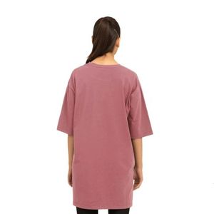 Camiseta Oversize de Manga Corta Rosa Polvoriento para Mujer, Corte Holgado, Cuello Redondo, Estilo Casual Largo, Básico, Streetwear, Ropa Diaria - Product Image 6
