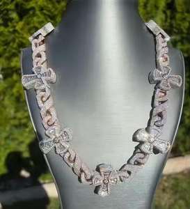 Collar de Moda Plateado con Diamantes de Moissanita, Cadena Cubana Inspirada en Bodas Indias, Estilo Hip Hop, Gargantilla Fina para Boda - Product Image 1