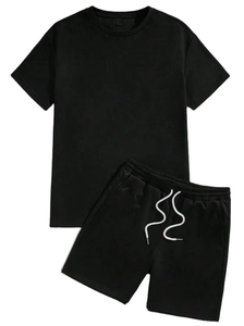 Top Quality Men T Shirt and Shorts <b>Set</b> Breathable Cotton Gym Fitness Summer Wear Outfit OEM Manufacturer - Product Image 2