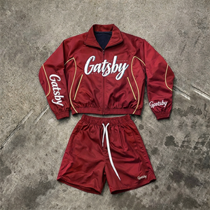 Custom Printed Unisex Hooded Windproof Lightweight Tracksuit <b>Set</b> Gradient Color Full Sleeve Zipper Side Pockets Streetwear - Product Image 5