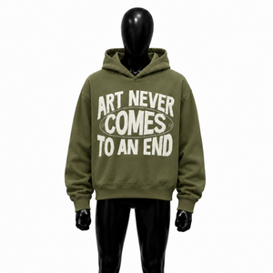 Sudadera con Capucha Oversize Olive, Diseño Gráfico Premium, Estilo Urbano, Unisex, Felpa Gruesa, con Tipografía en Crema Intenso - Product Image 1