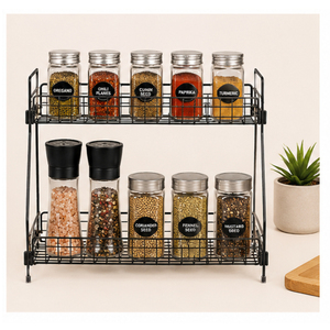 2-Tier Heavy Duty Metal Spice <b>Rack</b> Organizer for Countertop Multi-Functional <b>Kitchen</b> <b>Storage</b> Shelf for Jars & Seasonings - Product Image 3