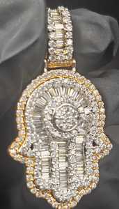 Colgante de Moissanita, Colgante Mano de Fátima, Colgante Amuleto de Ojo, Colgante de Plata 925, Colgante Espiritual de Protección y Buena Suerte - Product Image 3