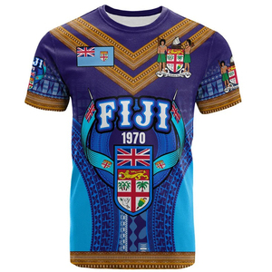 T-shirt homme bleu île à motif géométrique, manches courtes, col rond, coupe classique, décontracté, respirant, en polyester, logo imprimé sur le devant 2026 - Product Image 4