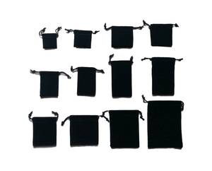 SWISHER INTERNATIONAL <b>Black</b> Velvet Drawstring Pouches Set of 5 Small Storage Bags with 1 Year Warranty for Jewelry or Gifts - Product Image 2