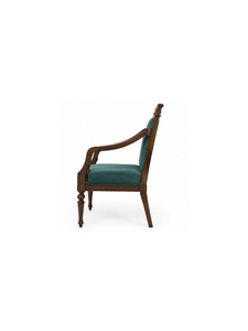 Sillón Tradicional de Madera con Tapicería Color Verde Azulado, Estructura de Madera Maciza, Silla Decorativa Hecha a Mano para Sala de Estar, Hogar, Hotel - Product Image 5