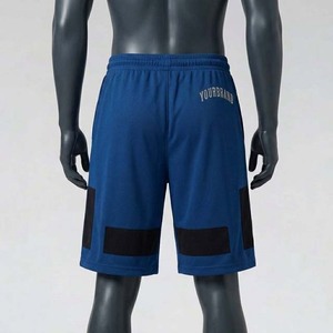 YOURBRAND Short Bermuda Bleu pour Homme avec Panneaux Noirs, Taille à Cordon, Vêtement de Sport Décontracté en Tissu Tricoté Respirant - Product Image 5