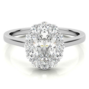 Elegante Anillo de Diamantes de Oro Sólido de 9k/14k/18k con Halo Ovalado, Diamante Cultivado en Laboratorio, Anillo de Compromiso con Corte Catedral, Certificado IGI, para Mujer - Product Image 1
