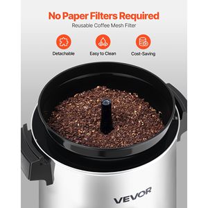 Distributeur de café commercial 40 tasses (203 oz) à infusion rapide 1090W, machine à thé automatique, distributeur de boissons chaudes sans goutte - Product Image 3