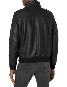 Chaqueta de Cuero Genuino Marrón para Hombre, Transpirable, Estilo Urbano, con Forro de Algodón, Cuello Alto, Cierre de Cremallera, Estilo Motociclista para Invierno - Product Image 5