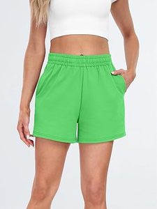 Shorts de sport pour femme en coton molletonné beige, taille haute, respirants, séchage rapide, avec logo personnalisé, pour la course et la gym en été - Product Image 2