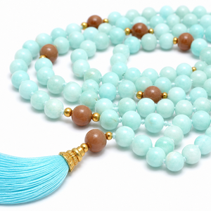 Mala de 108 cuentas de amazonita |   Gema Natural |   Sanación con nudos hechos a mano |   Proveedor Mayorista al por Mayor |   Proveedor Mayorista a Granel en India - Product Image 6
