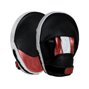 Mejores manoplas de entrenamiento de boxeo de cuero genuino, almohadillas de enfoque con gancho y almohadilla de enfoque curva para MMA con patrón impreso para protección - Product Image 1