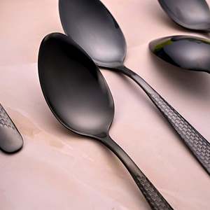 <b>Small</b> 304 Stainless Steel Tea Spoons Eco-Friendly Gold Plated Matte Black Set of 4 for Commercial Use in Hotels Food Service - Product Image 2