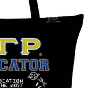 Women Educator Screen Printed <b>Tote</b> Bag Greek Letter Inspired Reusable Canvas Shoulder Carry Bag Casual Teacher Shopping <b>Book</b> Bag - Product Image 4