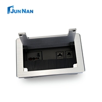Enchufe de Mesa Abatible de Aleación de Aluminio, Enchufe Oculto, Toma de Corriente Multimedia para Escritorio, 1 Toma de Corriente Alterna, 2 Puertos de Red para Oficina