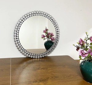 Luxury Silver <b>Crystal</b> Wall <b>Mirror</b> Double Row Decorative Frame Handmade Contemporary Design for Living Room Home Decor REHMAN - Product Image 5