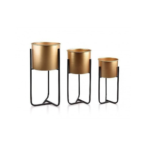 Ensemble de 2 supports modernes en métal doré pour plantes, finition antique, pour pots de fleurs sur pied, décoration intérieure et accents décoratifs, rehaussant les coins - Product Image 3