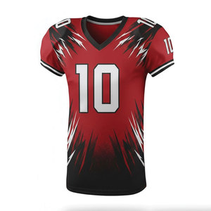 Custom American Football Jersey Pants Set Red Black White Sublimated V-Neck Short Sleeve Moisture Wicking Men's <b>Athletic</b> Wear - Product Image 2
