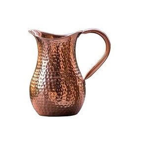 Jarra de Agua de Cobre Hecha a Mano con Acabado Martillado y Asa, Diseño Vintage para Uso en la Mesa - Product Image 5
