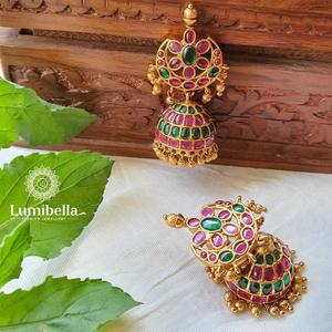 Kemp Orthodox Pearl Diamond Jhumki Earrings for Wedding Party Gift - Product Image 2