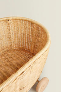 Coffre de rangement en rotin naturel pour enfants, panier de rangement coloré avec couvercle. - Product Image 2