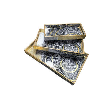 Plateau de service rectangulaire en bois fait à la main, travail Meena, cuisine, table à manger, imprimé, cadeau de Noël, plats, assiettes - Product Image 2