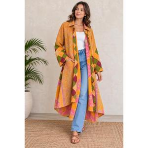 Handgefertigte Baumwoll-Kantha-Jacke für Damen, Langer Indischer Patchwork-Mantel, Vintage Boho-Mode - Product Image 5