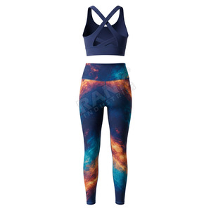 Women Yoga Set Comfortable Athletic Wear High Waist Yoga Leggings And <b>Padded</b> Sports Bra For Gym Fitness And <b>Running</b> - Product Image 2