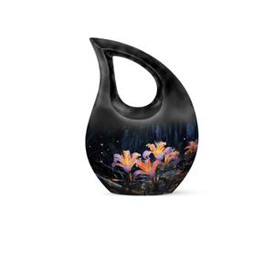 Belle urne commémorative en métal noir en forme de goutte d'eau pour cendres humaines, petite urne décorative pour cendres d'enfant. - Product Image 1