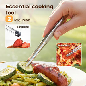 Pince de cuisine professionnelle en acier inoxydable, 2 pièces, 10 pouces, avec pointes dentelées de précision, pour chef, pour l'agencement des plats, respirante - Product Image 4