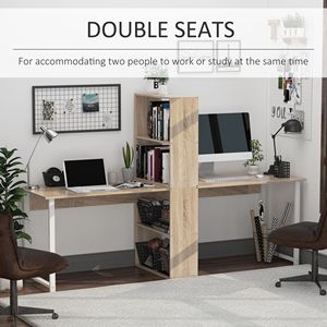 88\" Extra Long 2-Person Foldable Computer <b>Desk</b> Storage Shelves Combo Double Workstation for Home Office <b>Study</b> Writing Table - Product Image 4