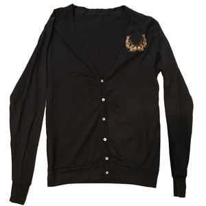 Chi | Suéter Cárdigan Negro Omega Cotton American Apparel para Mujer, con Logotipo de Hermandad Universitaria - Product Image 2