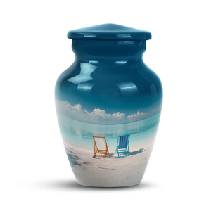 Blue Ocean Waves Cremation Urn Metal Burial <b>Memorial</b> Vessel Custom Design Adult Cremation Urn Decorative <b>Keepsake</b> - Product Image 5